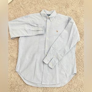 Ralph Lauren Blue Oxford Ling Sleeve Button Down Mens Shirt Sz 16.5 34-35